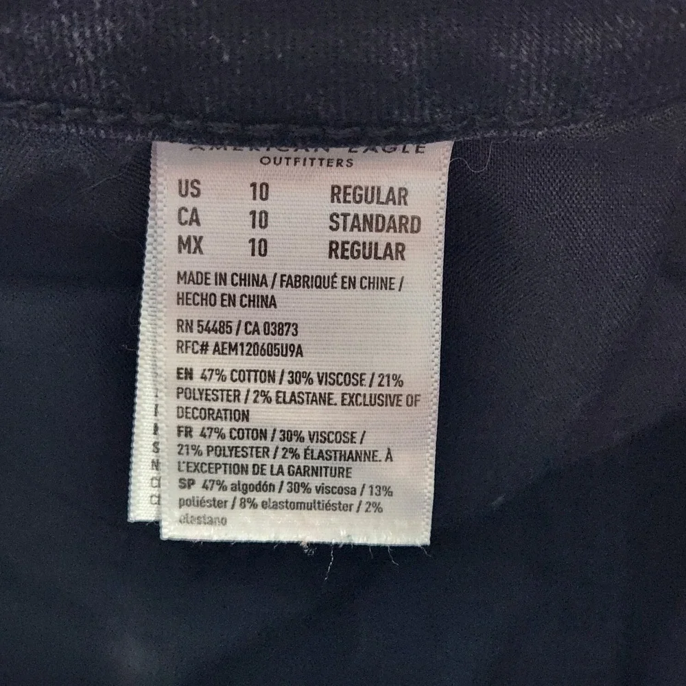 American Eagle Next Level Stretch High Rise Jegging Black Faded Jeans 10 Regular